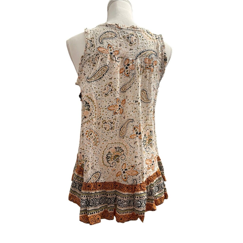 Patrons of Peace Paisley Ruffle Peplum Tank Top Boho XS - Picture 4 of 9